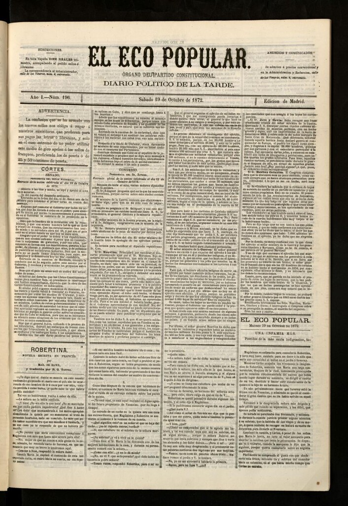 Miniatura de El Eco Popular del 19 de octubre de 1872