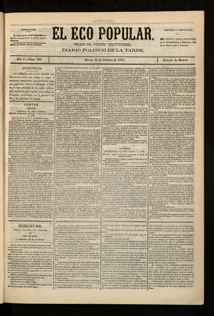 Miniatura de El Eco Popular del 22 de octubre de 1872