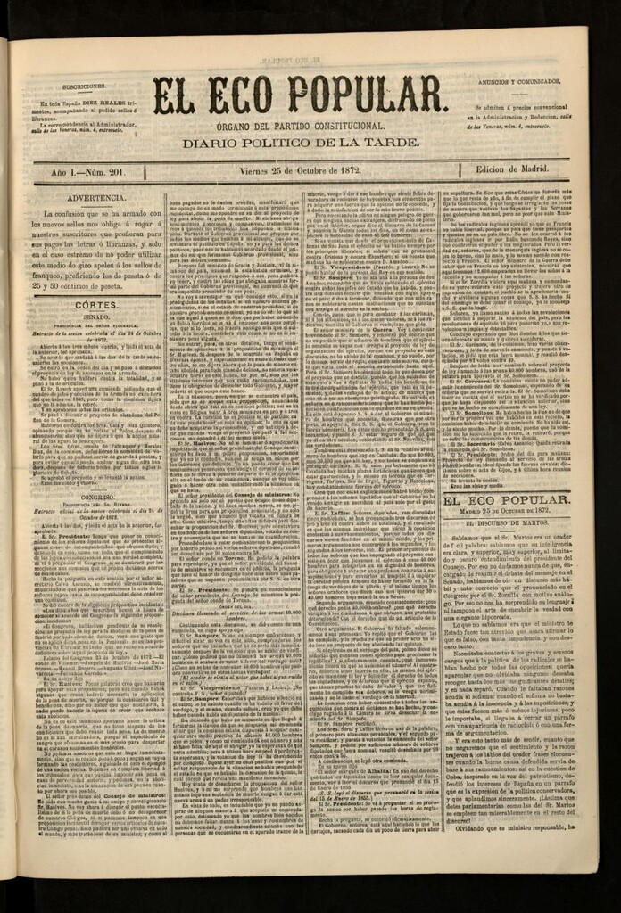 Miniatura de El Eco Popular del 25 de octubre de 1872