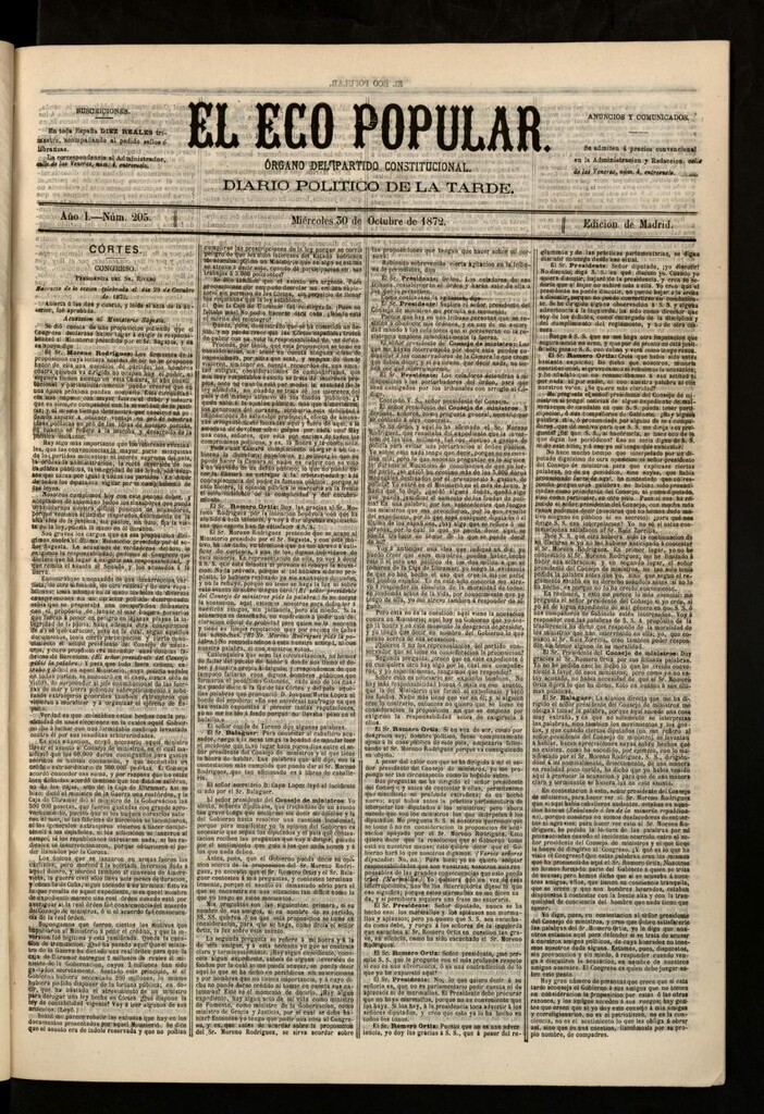 Miniatura de El Eco Popular del 30 de octubre de 1872