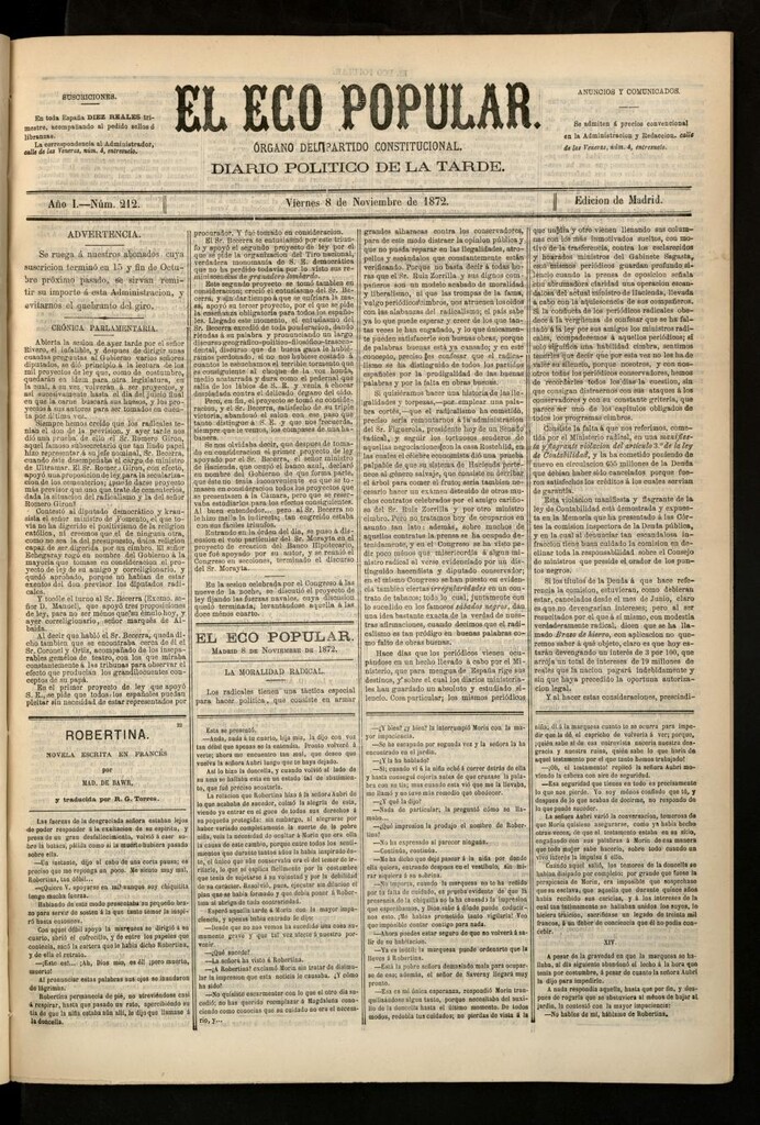 Miniatura de El Eco Popular del 8 de noviembre de 1872