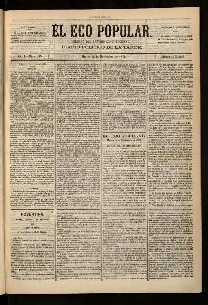 Miniatura de El Eco Popular del 12 de noviembre de 1872