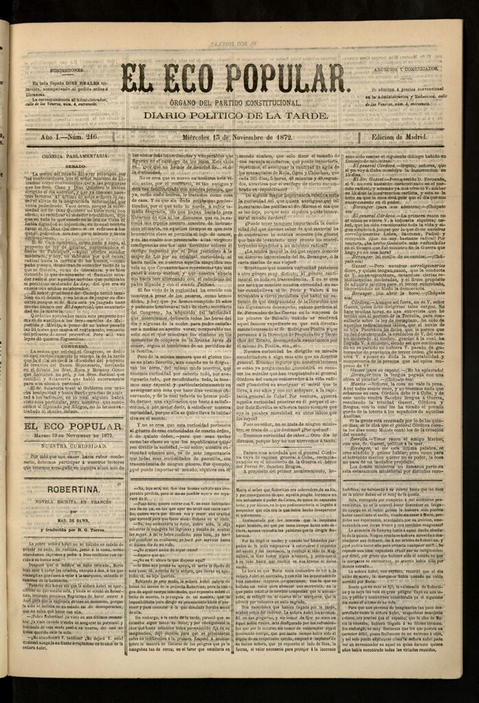 Miniatura de El Eco Popular del 13 de noviembre de 1872