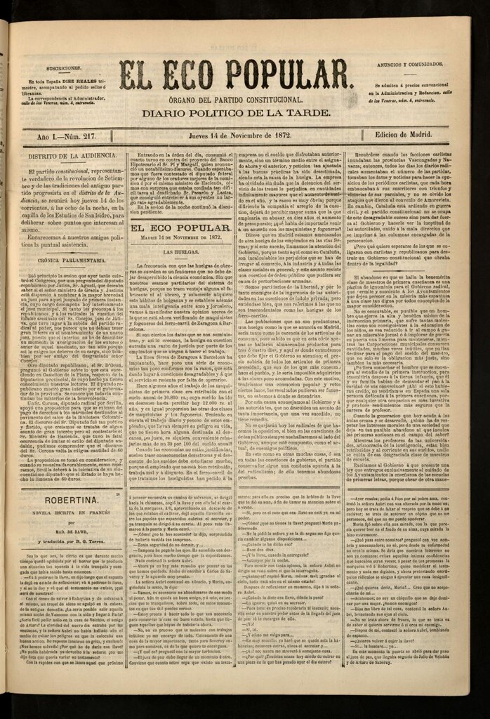 Miniatura de El Eco Popular del 14 de noviembre de 1872