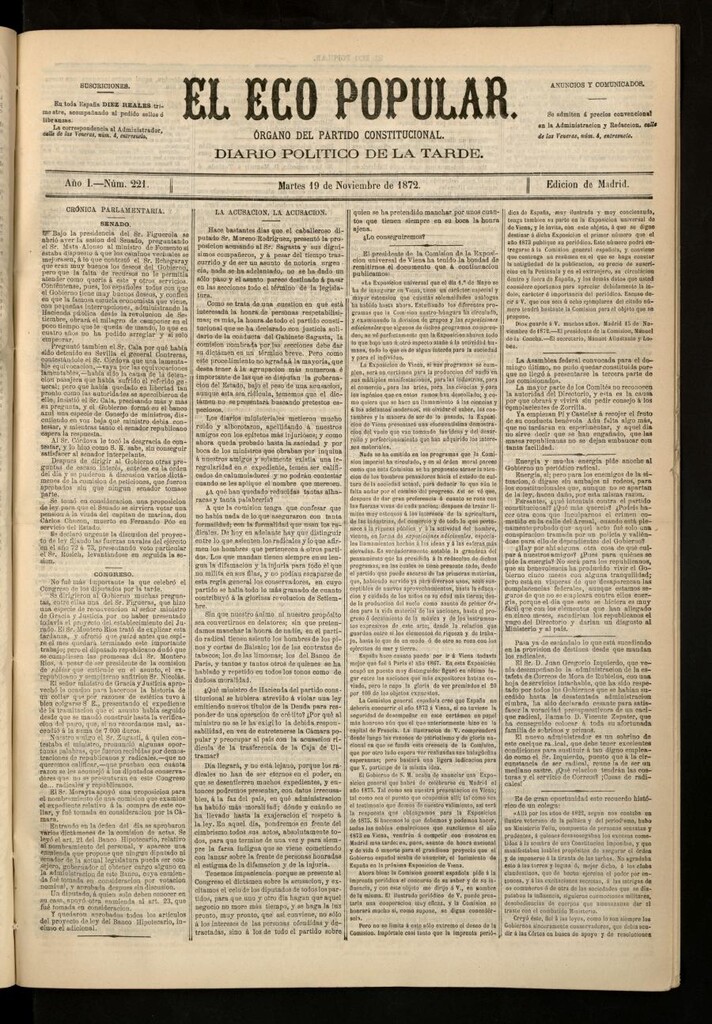 Miniatura de El Eco Popular del 19 de noviembre de 1872