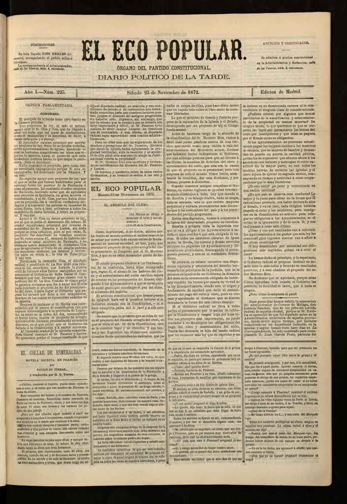 Miniatura de El Eco Popular del 23 de noviembre de 1872