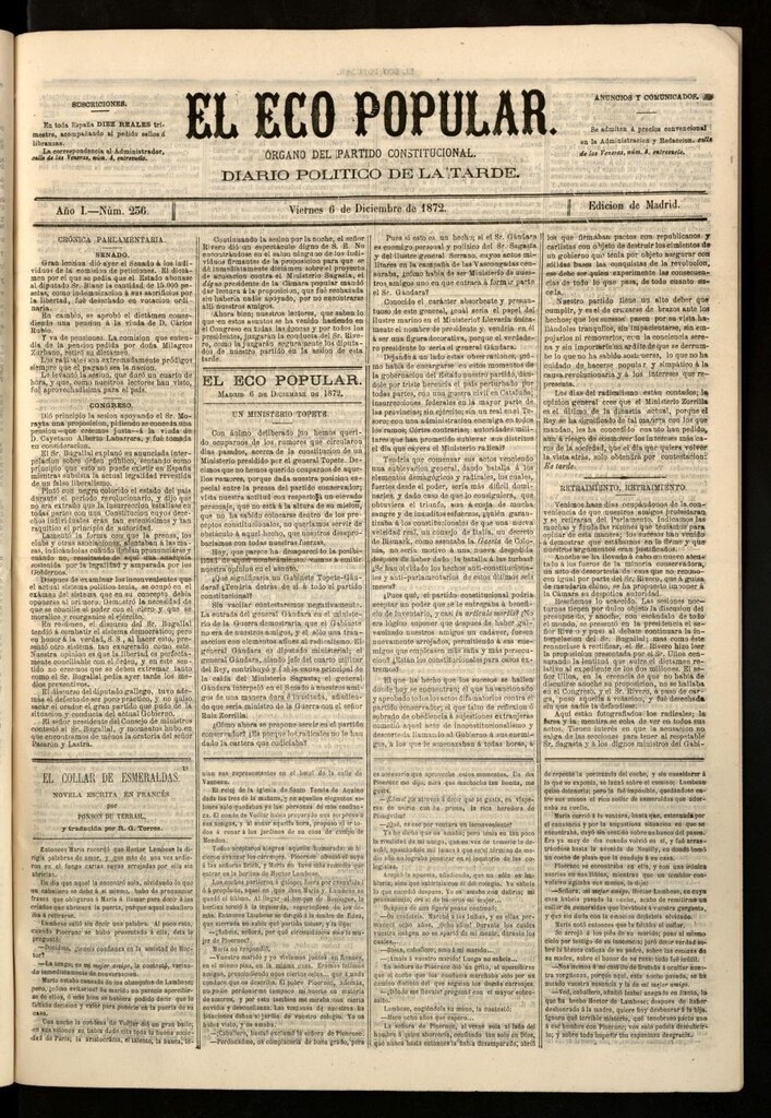 Miniatura de El Eco Popular del 6 de diciembre de 1872