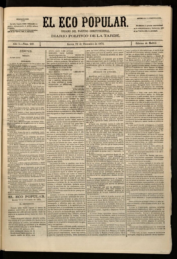 Miniatura de El Eco Popular del 12 de diciembre de 1872