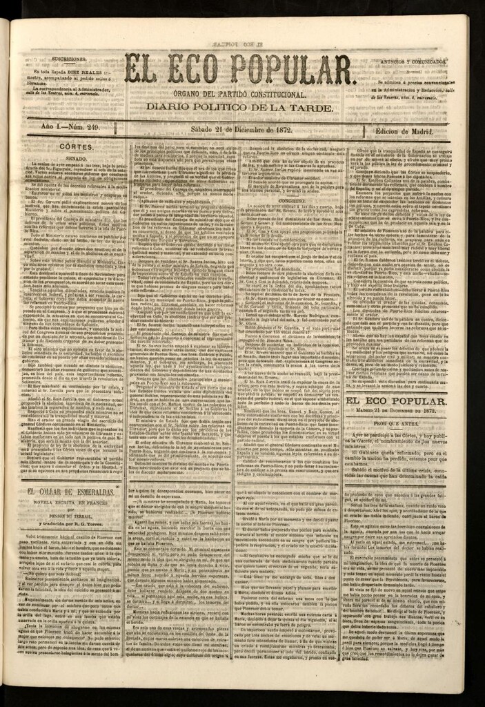 Miniatura de El Eco Popular del 21 de diciembre de 1872