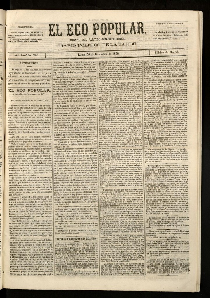 Miniatura de El Eco Popular del 30 de diciembre de 1872