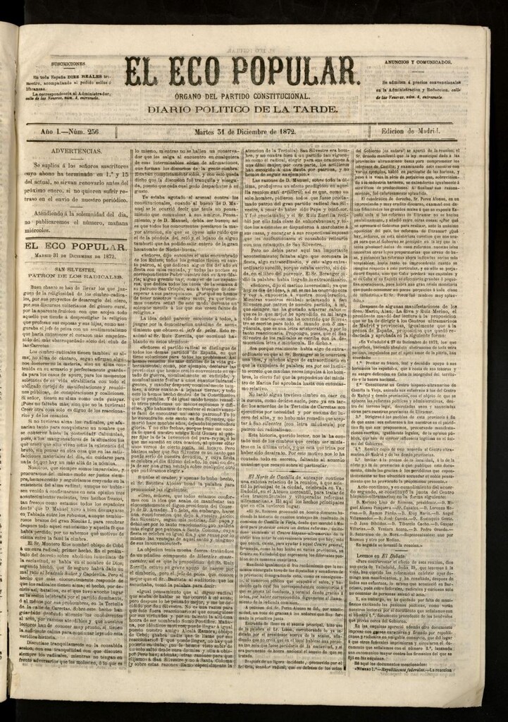 Miniatura de El Eco Popular del 31 de diciembre de 1872