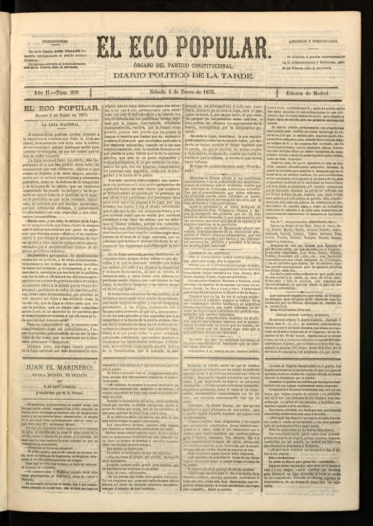Miniatura de El Eco Popular del 4 de enero de 1873