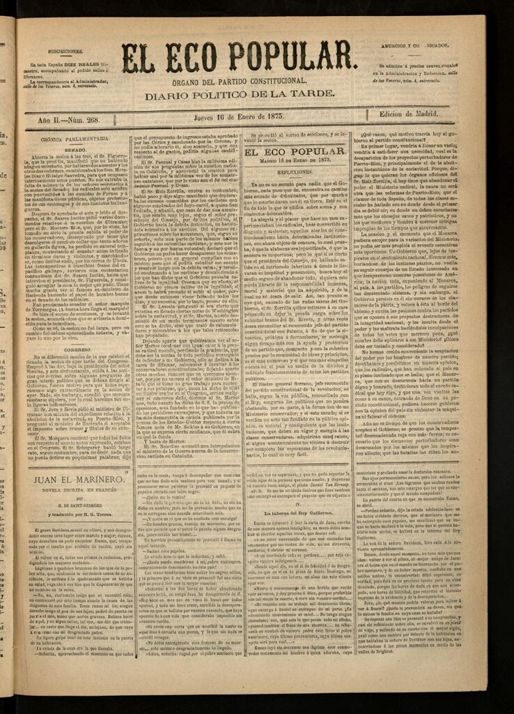 Miniatura de El Eco Popular del 16 de enero de 1873