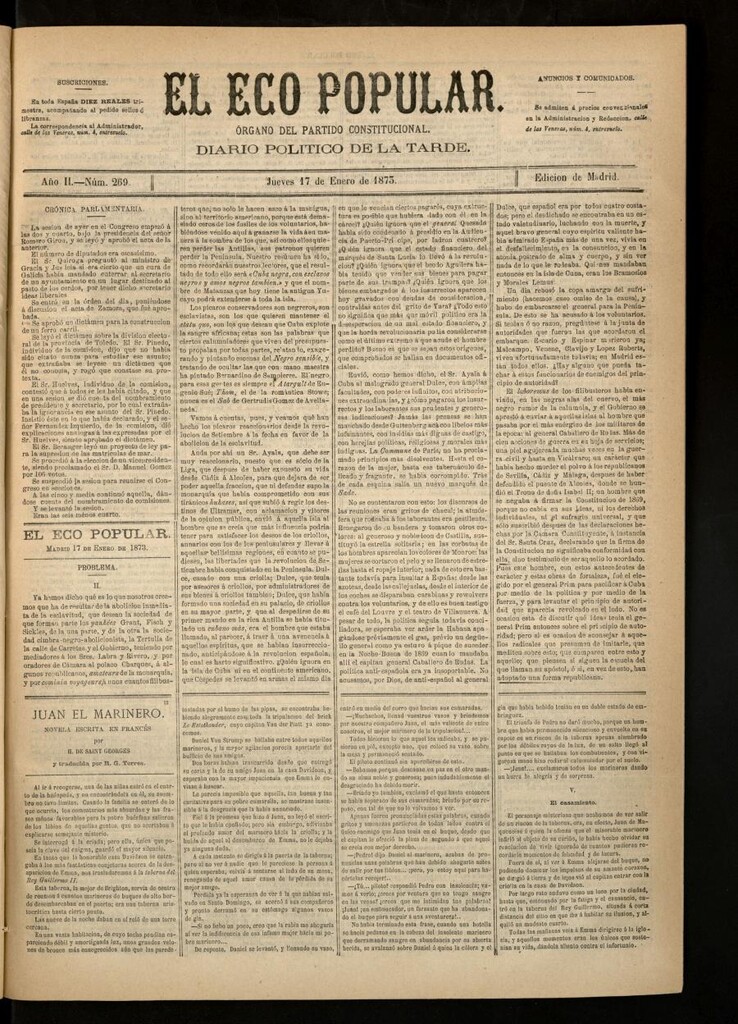 Miniatura de El Eco Popular del 17 de enero de 1873