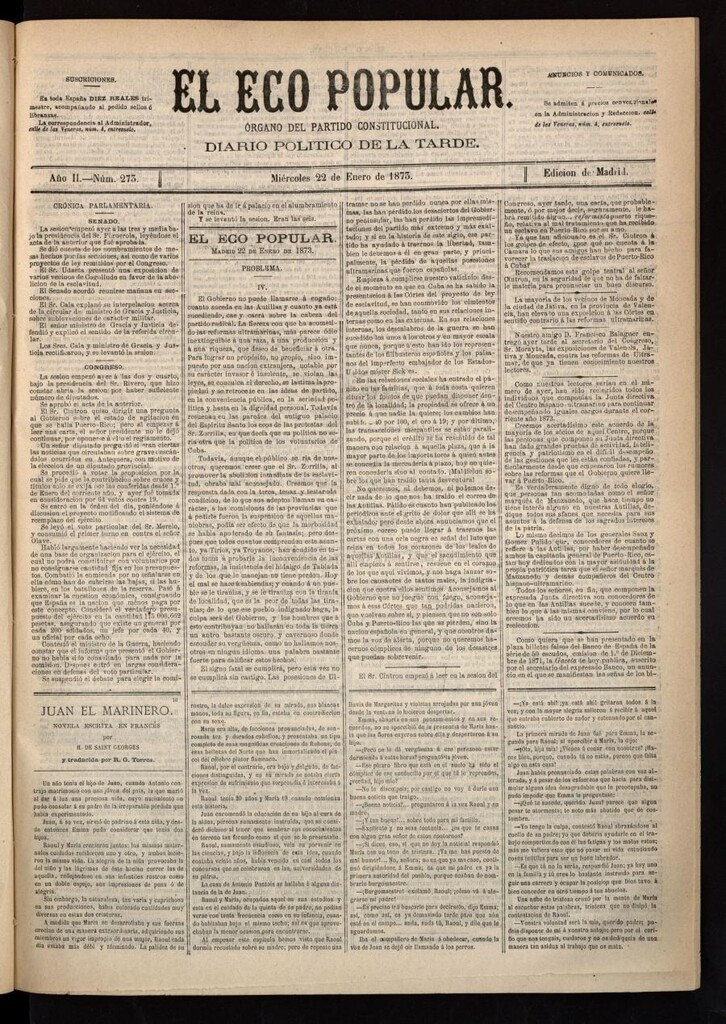 Miniatura de El Eco Popular del 22 de enero de 1873