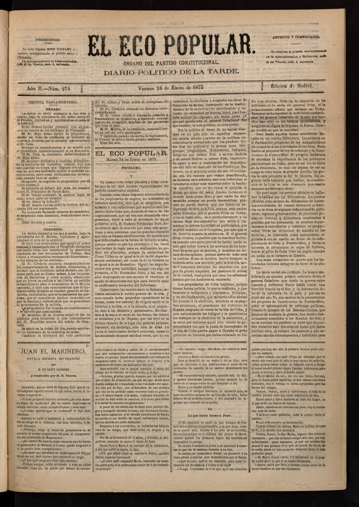 Miniatura de El Eco Popular del 24 de enero de 1873