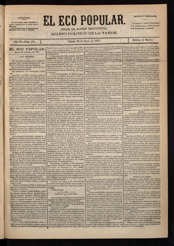 Miniatura de El Eco Popular del 25 de enero de 1873