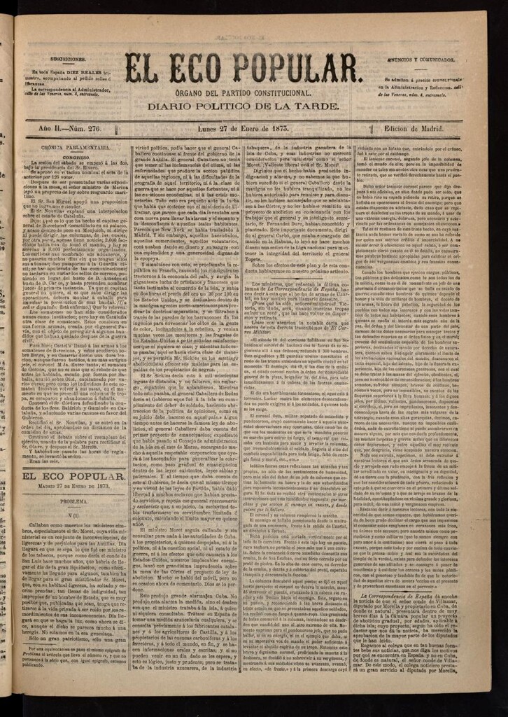 Miniatura de El Eco Popular del 27 de enero de 1873