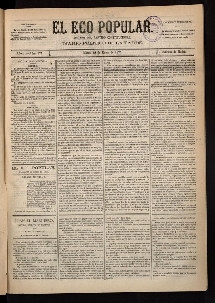 Miniatura de El Eco Popular del 28 de enero de 1873