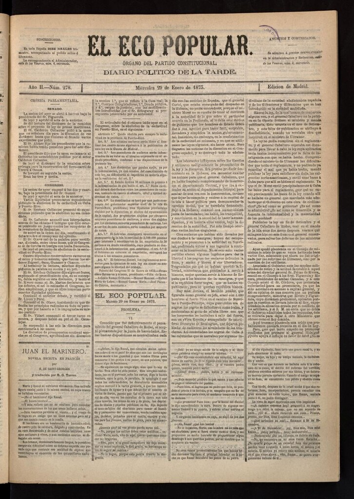 Miniatura de El Eco Popular del 29 de enero de 1873