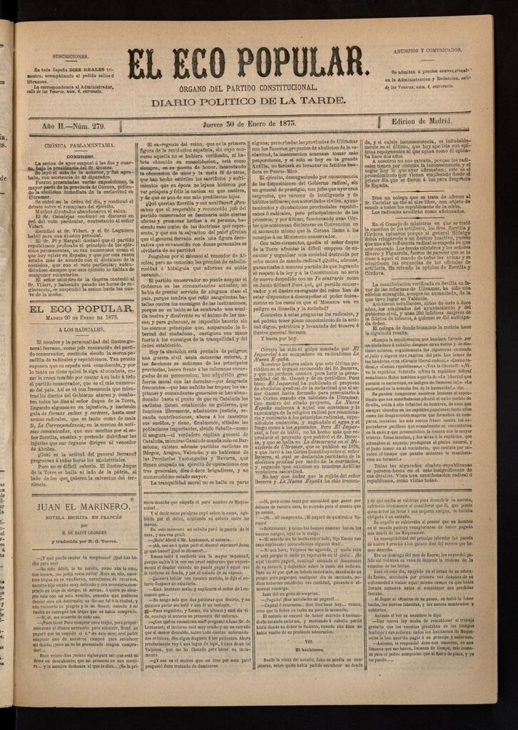 Miniatura de El Eco Popular del 30 de enero de 1873