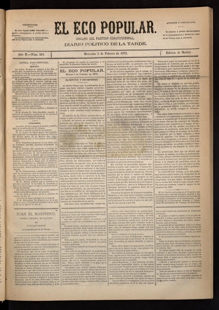 Miniatura de El Eco Popular del 5 de febrero de 1873