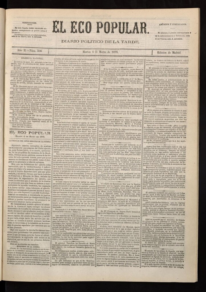 Miniatura de El Eco Popular del 4 de marzo de 1873
