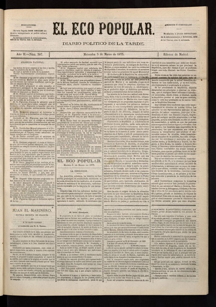 Miniatura de El Eco Popular del 5 de marzo de 1873