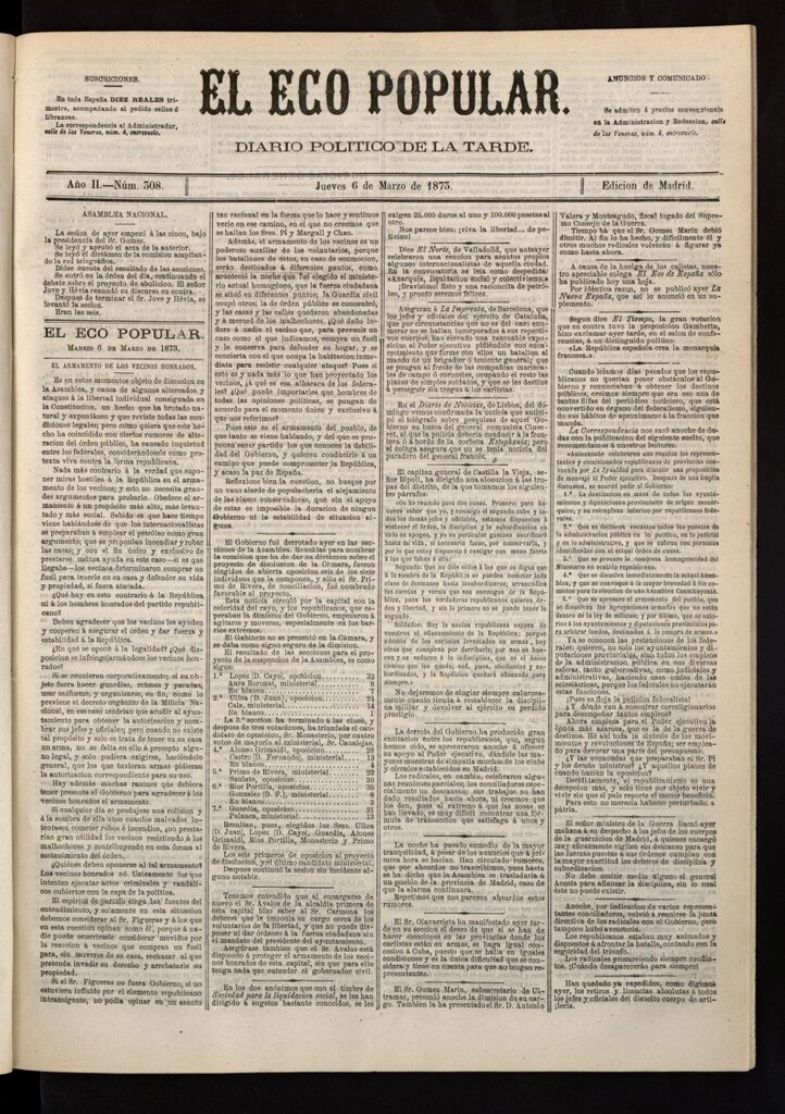 Miniatura de El Eco Popular del 6 de marzo de 1873