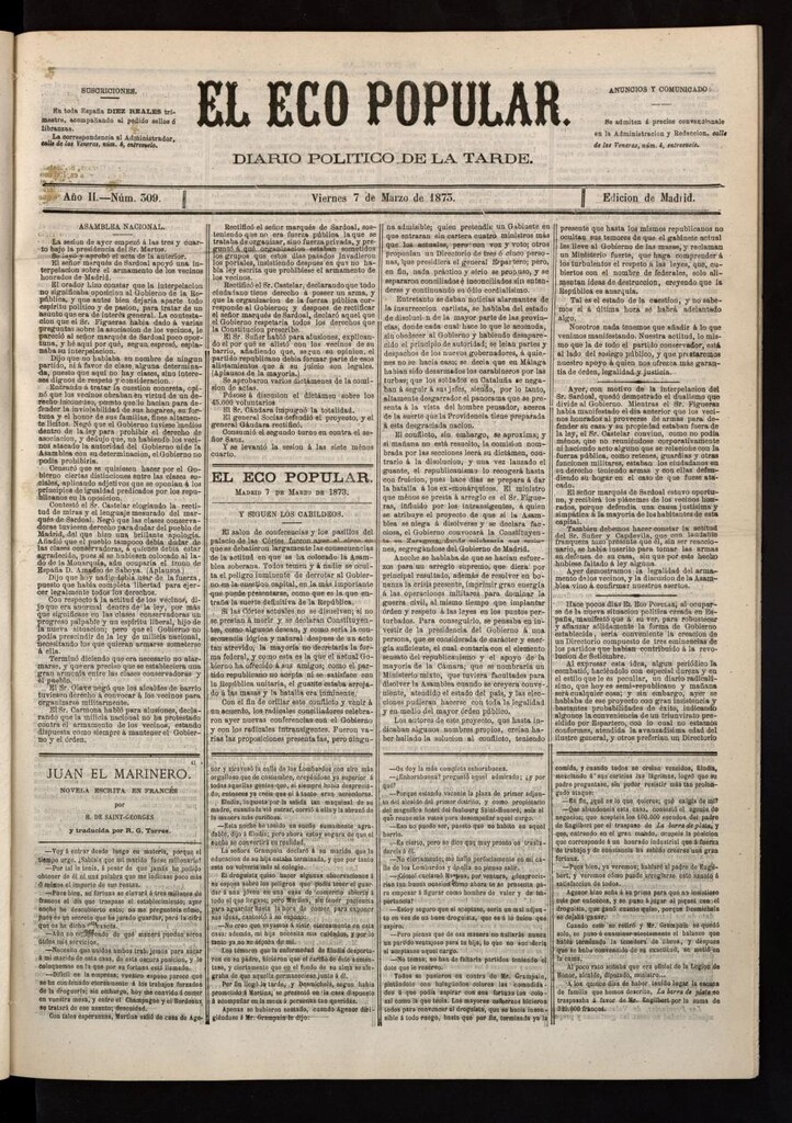 Miniatura de El Eco Popular del 7 de marzo de 1873