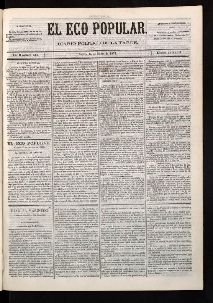 Miniatura de El Eco Popular del 13 de marzo de 1873