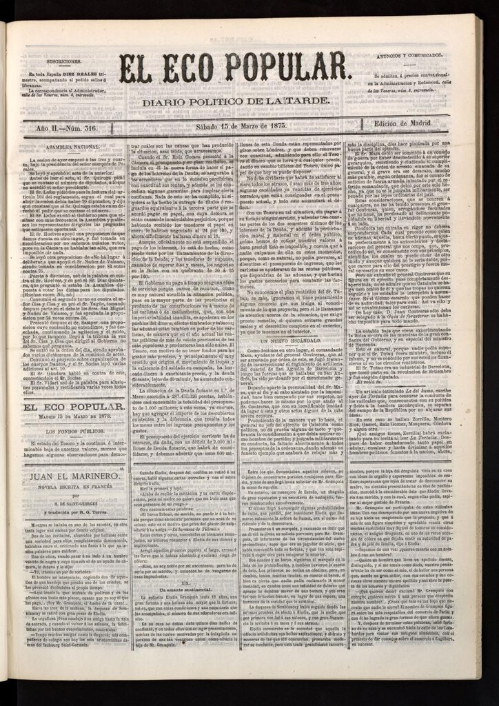 Miniatura de El Eco Popular del 15 de marzo de 1873