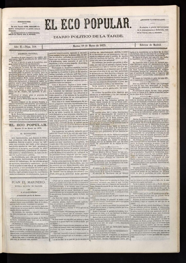 Miniatura de El Eco Popular del 18 de marzo de 1873
