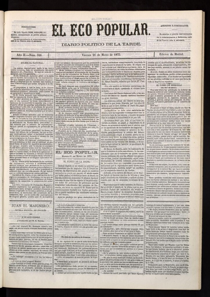 Miniatura de El Eco Popular del 21 de marzo de 1873