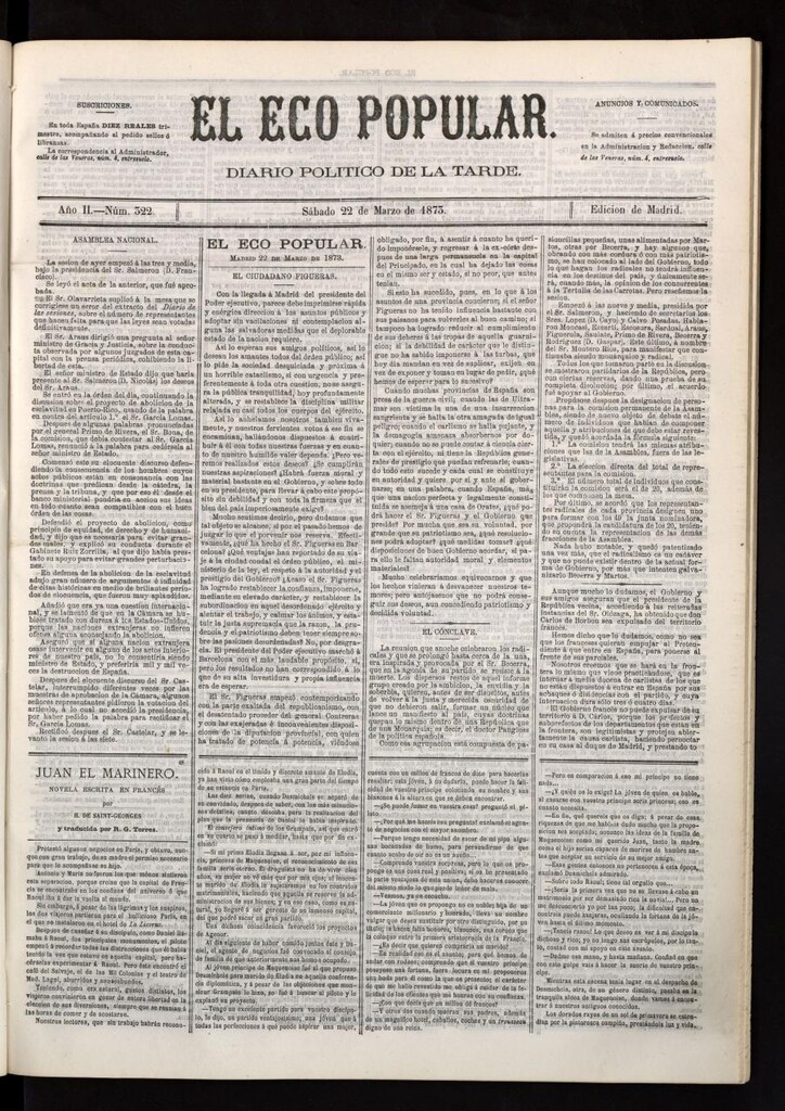 Miniatura de El Eco Popular del 22 de marzo de 1873