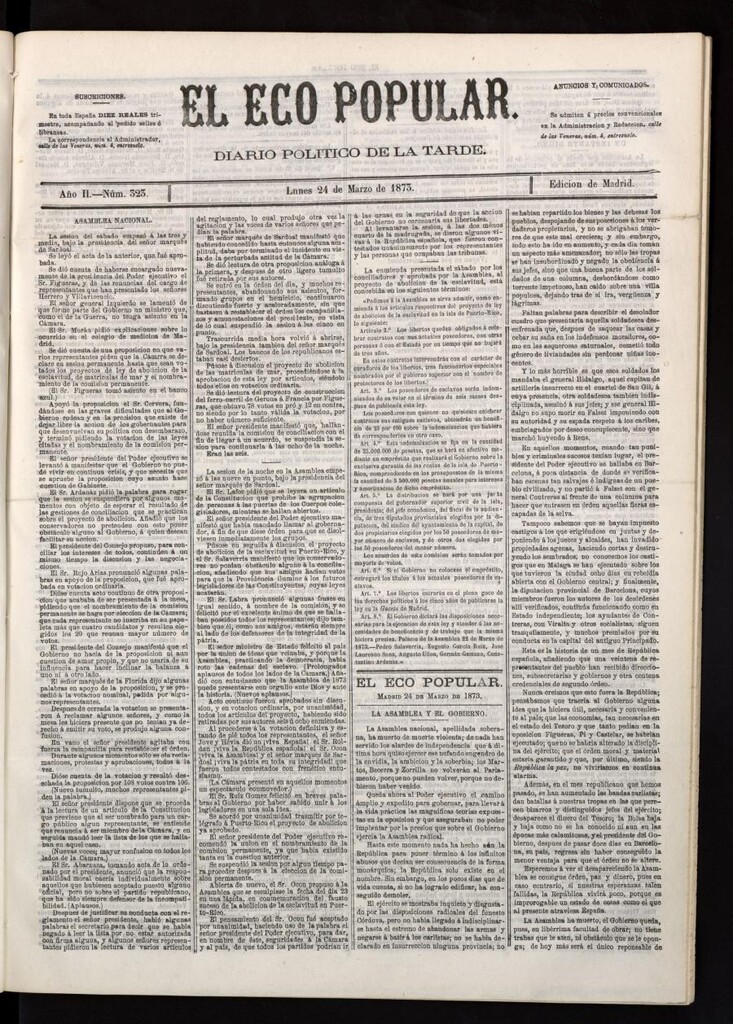 Miniatura de El Eco Popular del 24 de marzo de 1873