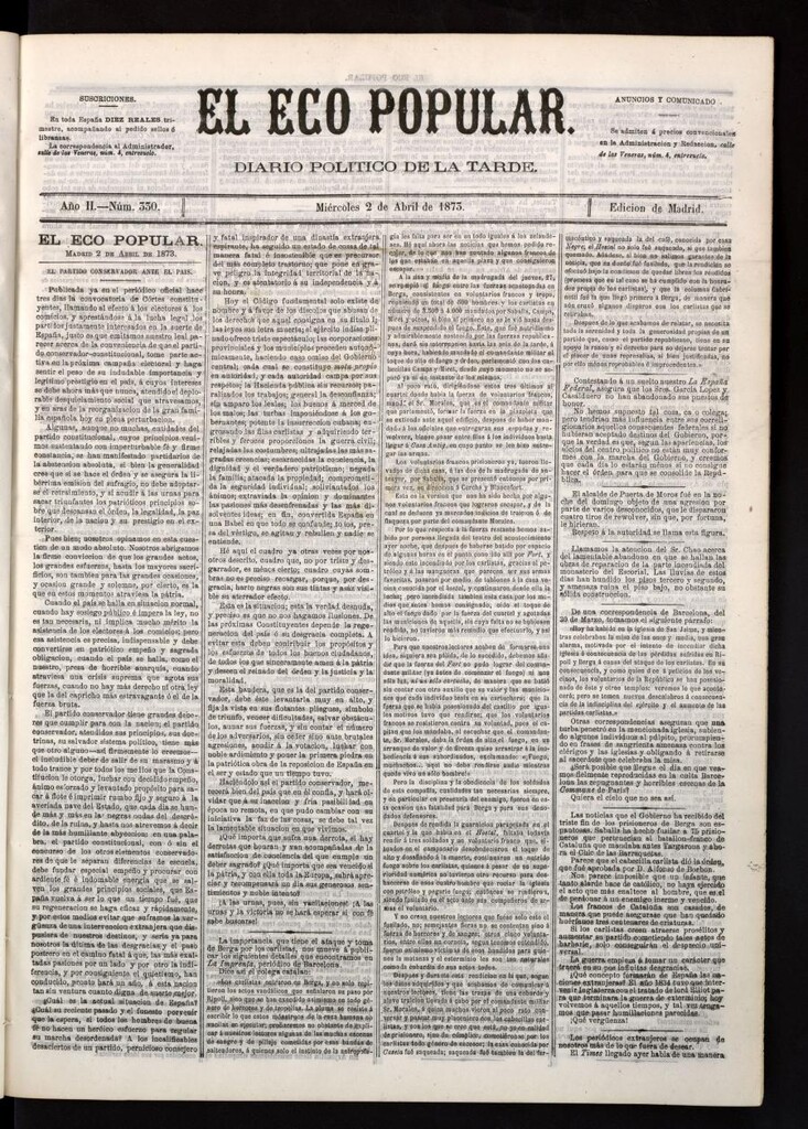 Miniatura de El Eco Popular del 2 de abril de 1873