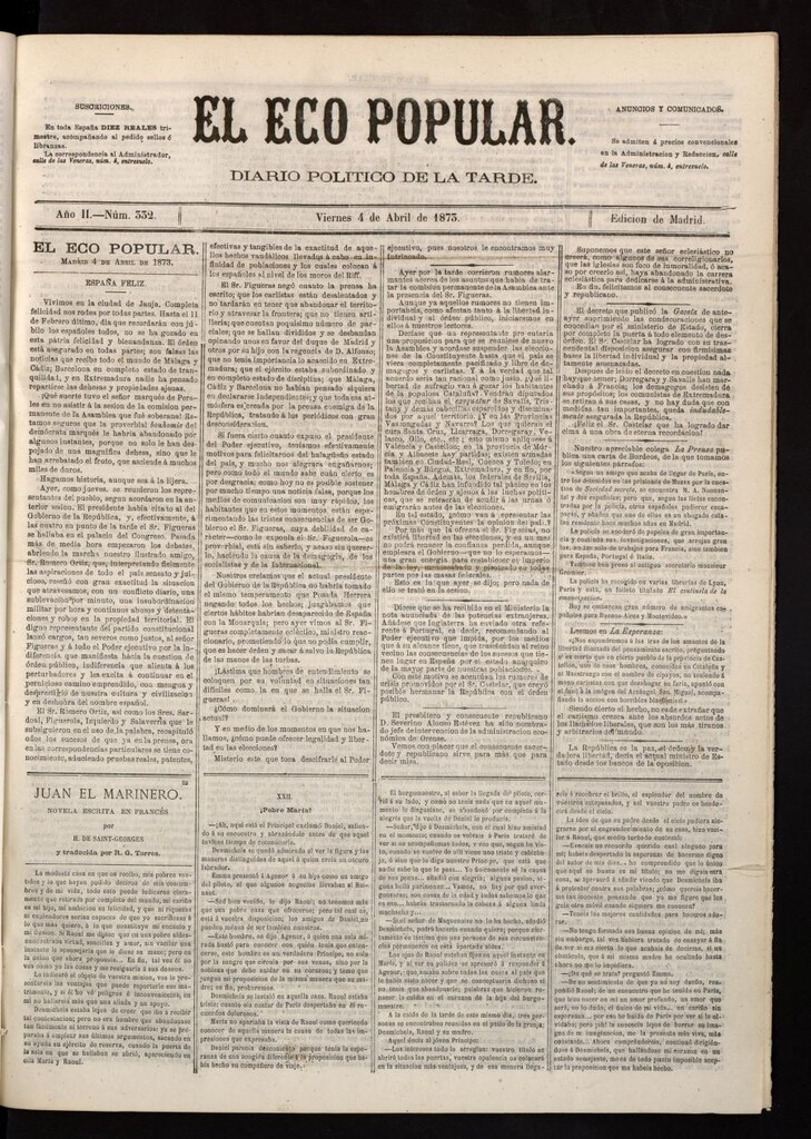 Miniatura de El Eco Popular del 4 de abril de 1873