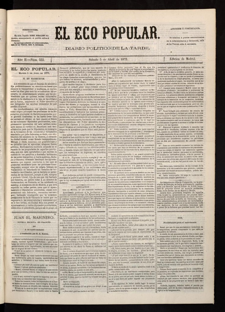 Miniatura de El Eco Popular del 5 de abril de 1873