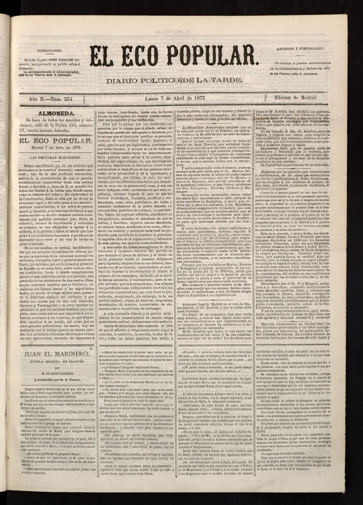 Miniatura de El Eco Popular del 7 de abril de 1873
