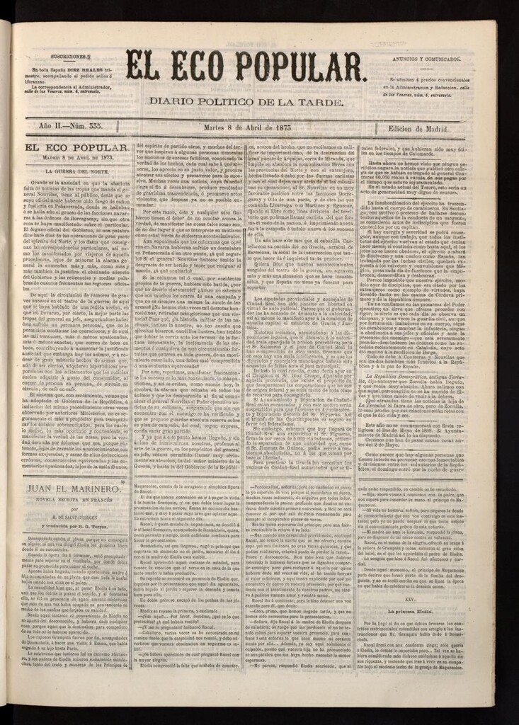 Miniatura de El Eco Popular del 8 de abril de 1873