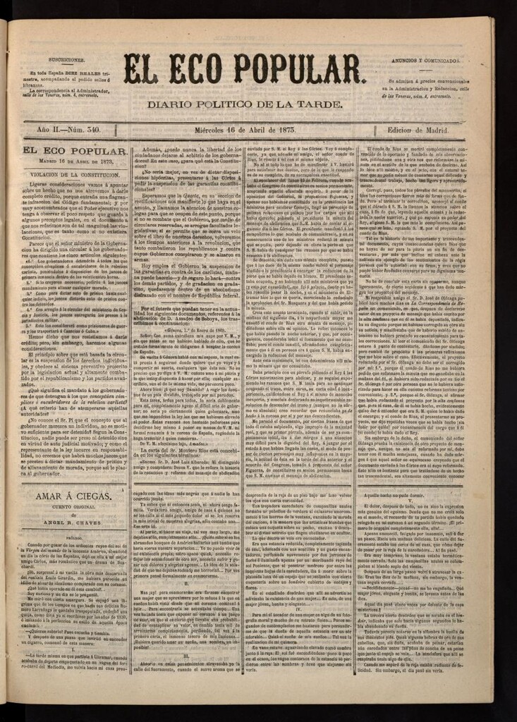 Miniatura de El Eco Popular del 16 de abril de 1873