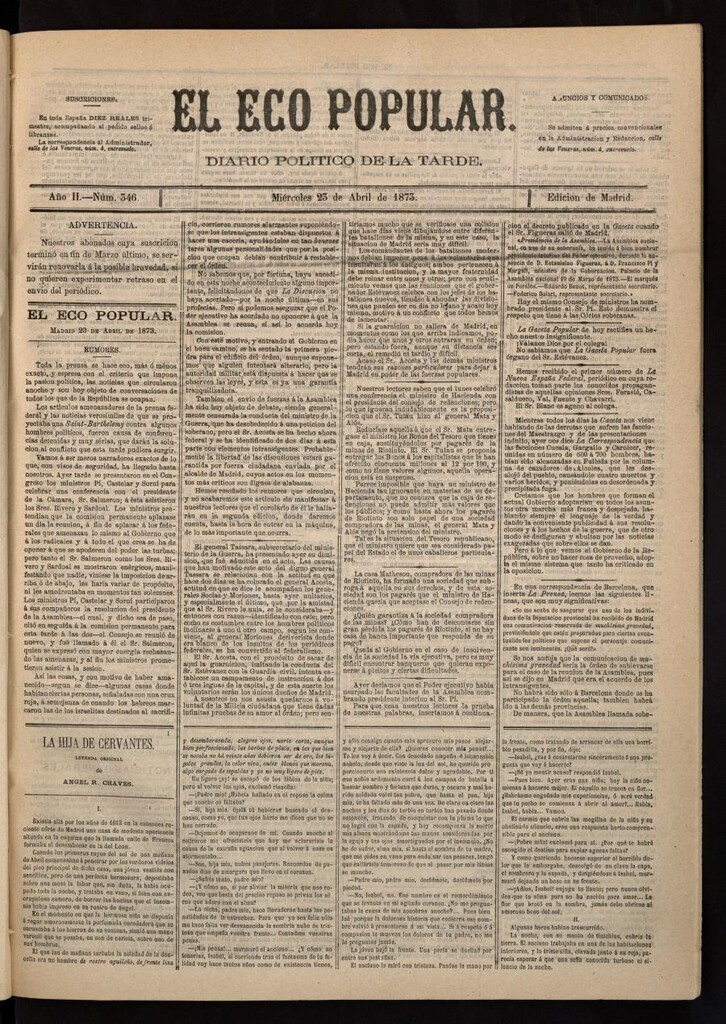 Miniatura de El Eco Popular del 23 de abril de 1873