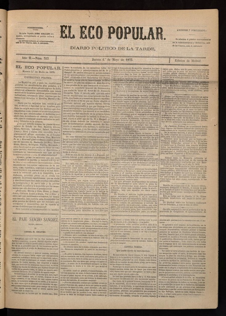 Miniatura de El Eco Popular del 1 de mayo de 1873