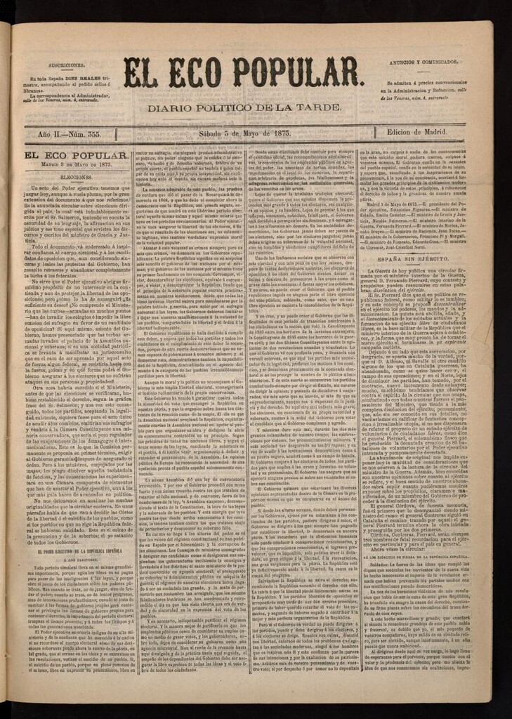 Miniatura de El Eco Popular del 3 de mayo de 1873