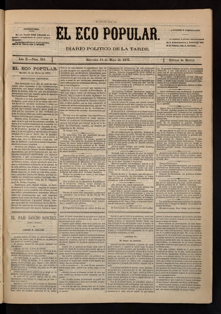Miniatura de El Eco Popular del 14 de mayo de 1873