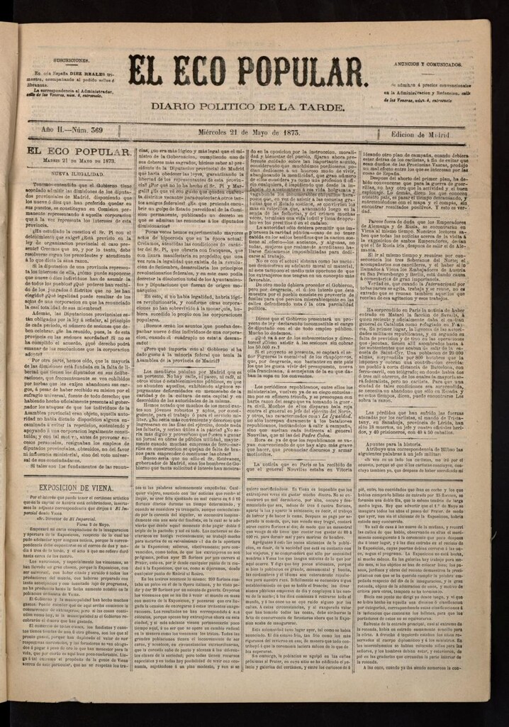 Miniatura de El Eco Popular del 21 de mayo de 1873