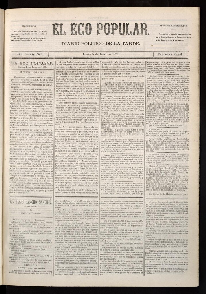 Miniatura de El Eco Popular del 5 de junio de 1873