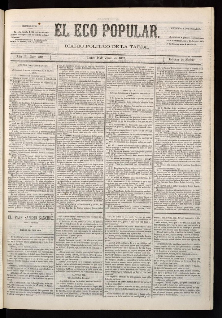 Miniatura de El Eco Popular del 9 de junio de 1873