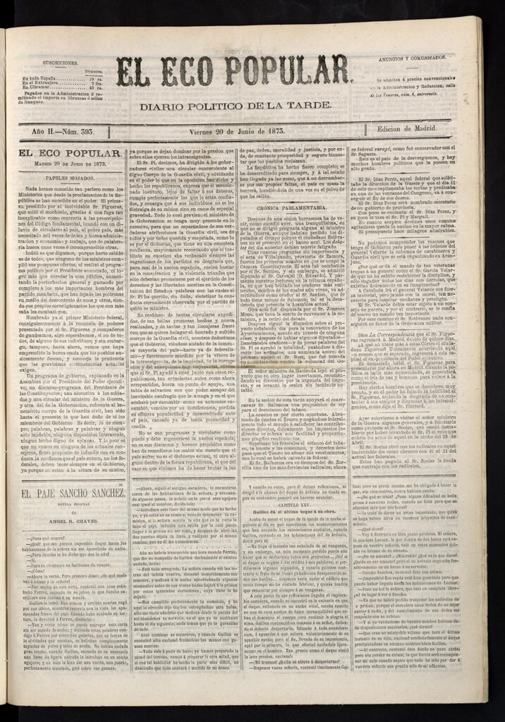 Miniatura de El Eco Popular del 20 de junio de 1873
